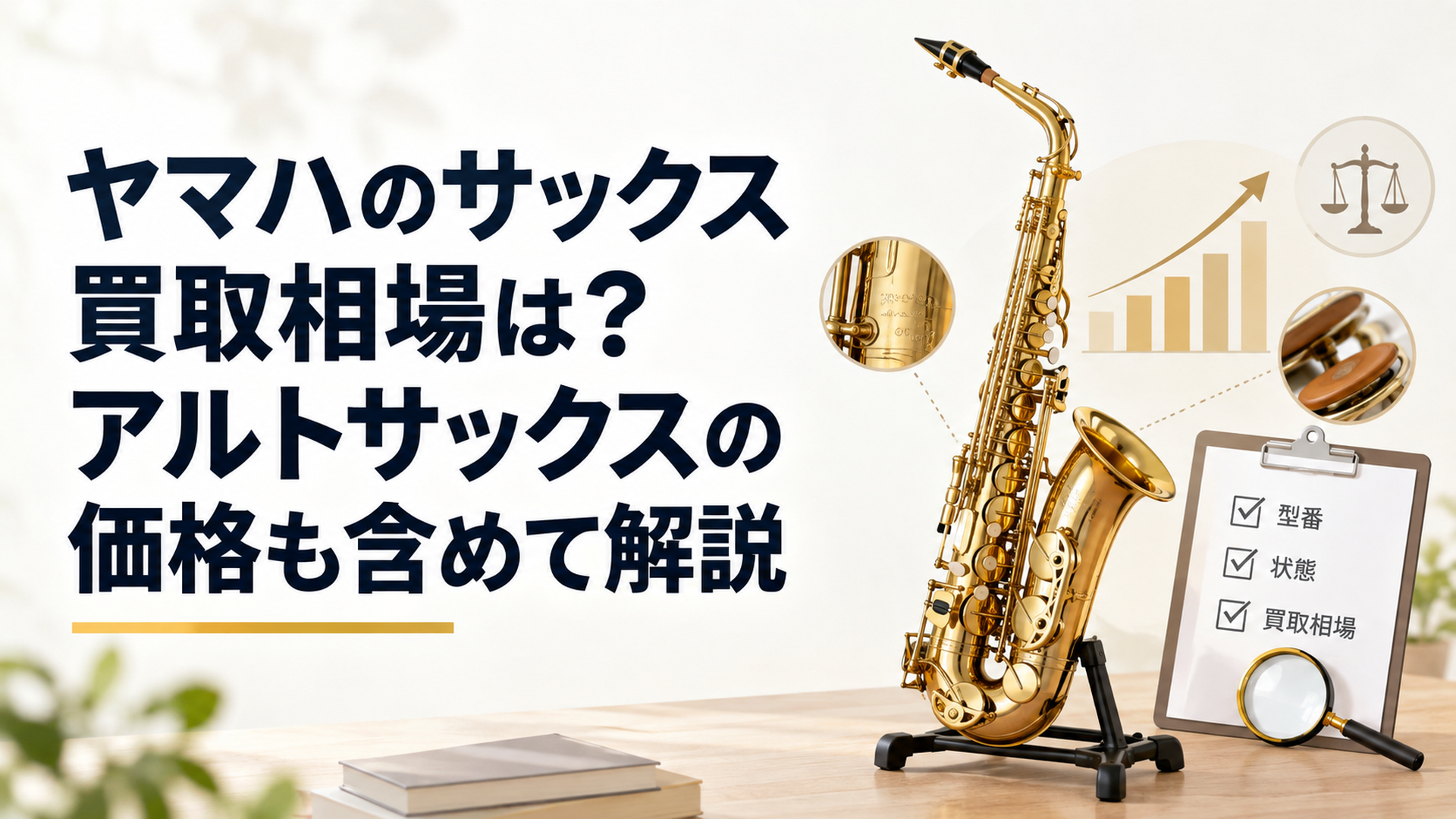 ヤマハのアルトサックスを中心に型番と状態を確認しながら買取相場を比較するイメージ